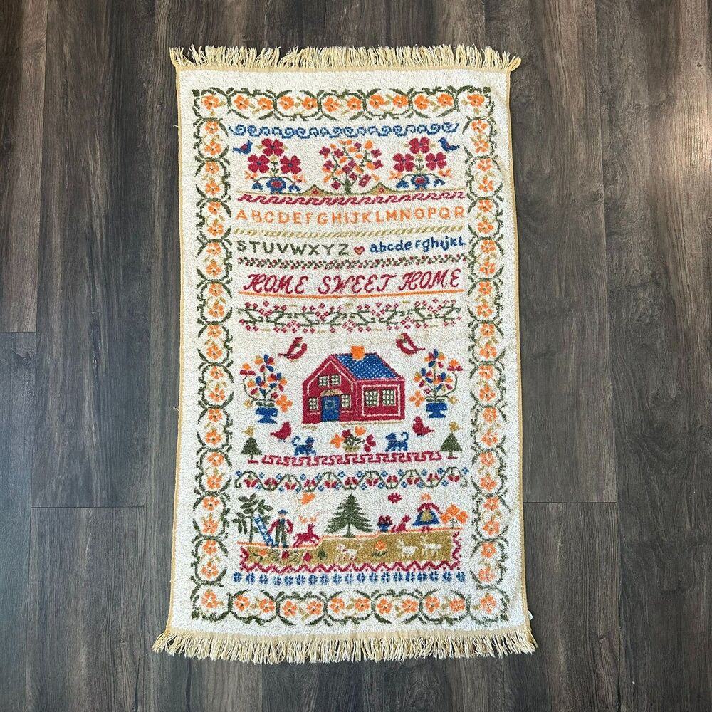 Vintage Cannon Towel Home Sweet Home Decorative Fringe Cotton Alphabet 37x22